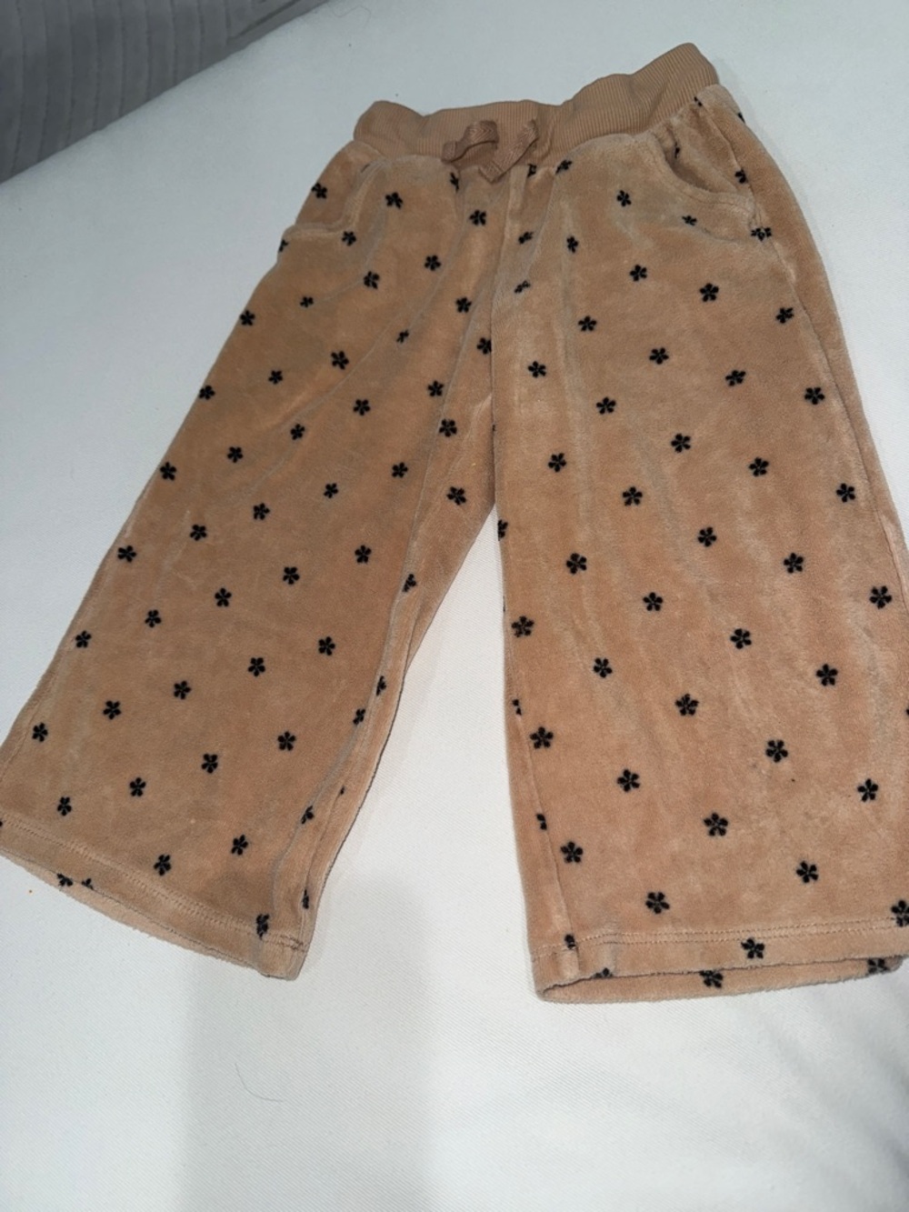 Cat & Jack Tan Sweatpants with Black Flower Print